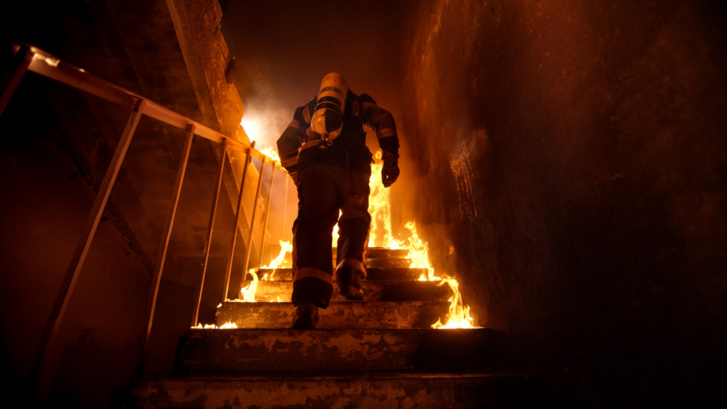 Man snaps heartbreaking photo of firefighters taking a rest after 24 hours of working nonstop