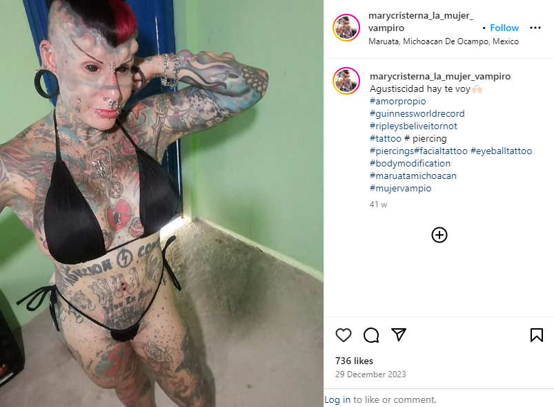 A Woman Who Became A “Vampire” By Covering Entire Body In Tattoos Issues Warning